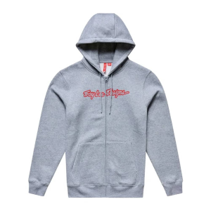 Troy Lee Designs | Signature Zip Up Hoodie Men's | Size Small In Gray Heather/red | Polyester