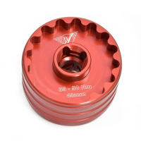 Wheels Manufacturing | Bottom Bracket Socket Tool | Red | 48.5Mm & 44Mm, 16 Notch, 1/2"&3/8"