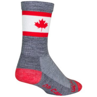 Sock Guy | Oh Canada 6" Wool Crew Socks Men's | Size Large/Extra Large in Grey/Red