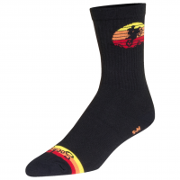Sock Guy | Moto Crew Socks Men's | Size Large/Extra Large in Black/Neon Red/Orange