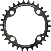 Wolf Tooth Components | 94 Bcd 4-Bolt Chainrings For Sram Cranksets 32T, 94 Bcd, 4-Bolt, Drop-Stop, For Sram Cranks, Black | Aluminum