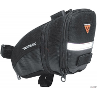 Topeak | Aero Wedge Seat Bag Clip On | Black | Medium, W/ Fixer F25 | Nylon