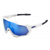 100% Speedtrap Cycling Sunglasses Men's in Matte White/Hiper Blue