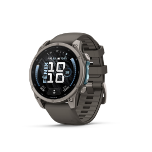 Garmin fenix 9 47mm Watch Watch Color: Titanium Wristband: Pebble Grey - Silicone