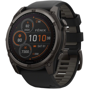 N+1 Bikes Garmin fenix 8 Smartwatch - 51mm Solar Sapphire Carbon Gray DLC Titanium BLK/Pebble Gray Silicone - $1099.99 at N+1 Bikes