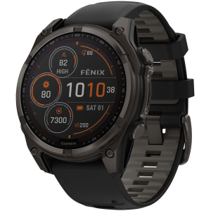 N+1 Bikes Garmin fenix 8 Smartwatch - 47mm Solar Sapphire Carbon Gray DLC Titanium BLK/Pebble Gray Silicone - $999.99 at N+1 Bikes