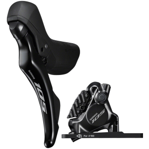 N+1 Bikes Shimano 105 105 ST-R7120-L Shift/Brake Lever BR-R7170 Hydraulic Disc Brake Caliper - Left/Front 2x Flat Mount BLK - $370.00 at N+1 Bikes