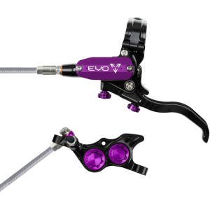 N+1 Bikes Hope EVO TR4 Disc Brake Lever Set - Left Hand Post Mount 4-Piston Braided Hydraulic Hose BLK/Purple - $325.70 at N+1 Bikes