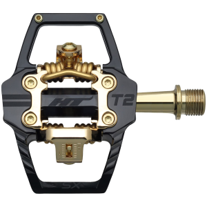 N+1 Bikes HT Components T2-SX Pedals - Dual Sided Clipless Platform Aluminum 9/16" BLK/Gold - $270.00 at N+1 Bikes