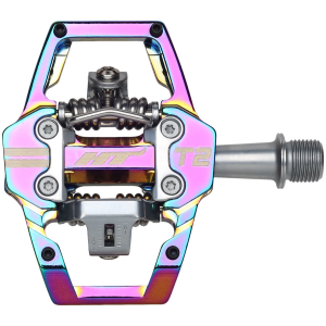 N+1 Bikes HT Components T2 Pedals - Dual Sided Clipless Platform Aluminum 9/16" Oil Slick - $230.00 at N+1 Bikes