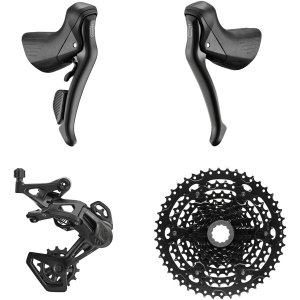 microSHIFT Sword BLK 1x9-Speed Groupset - Includes Brake/Shifters Rear Derailleur Medium Cage 11-46t Cassette