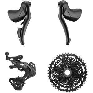 microSHIFT Sword BLK 1x9-Speed Groupset - Includes Brake/Shifters Rear Derailleur Medium Cage 11-42t Cassette