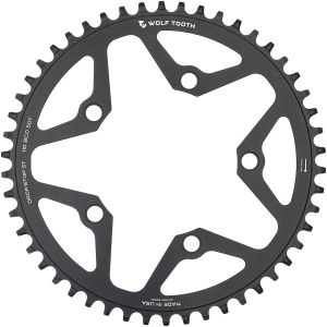 N+1 Bikes Wolf Tooth 110 BCD Gravel CX Road Chainring - 50t 110 BCD 5-Bolt Drop-Stop ST For Shimano HG+ KMC 12-Speed Chains BLK - $95.95 at N+1 Bikes