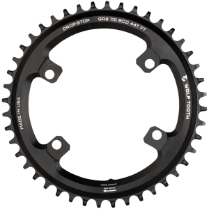N+1 Bikes Wolf Tooth Shimano 110 Asymmetric BCD Chainring - 46t 110 Asymmetric BCD 4-Bolt Drop-Stop B For Shimano GRX Cranks BLK - $94.95 at N+1 Bikes
