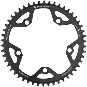 N+1 Bikes Wolf Tooth 130 BCD Road Cyclocross Chainring - 52t 130 BCD 5-Bolt Drop-Stop B 10/11/12-Speed Eagle Flattop Compatible BLK - $94.95 at N+1 Bikes