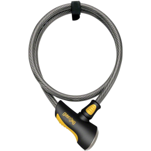 N+1 Bikes OnGuard Akita Non-Coil Cable Lock with Key: 10' x 12mm Silver/Black/Yellow - $34.95 at N+1 Bikes