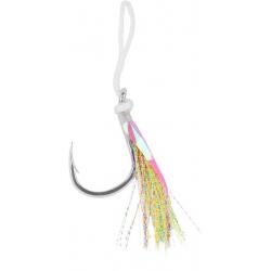 Mustad Fishing Hook Heavy Duty Assist Rig&comma; White w/ White Flash & Ring