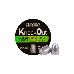 JSB KnockOut Slugs, .251 Caliber, 33.49 Grains - 150ct 0.25