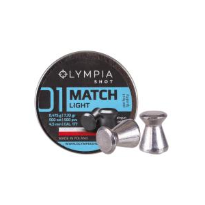 Olympia Shot Match Pellets, .177cal, Light, 7.33gr, Wadcutter - 500ct 0.177