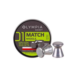 Olympia Shot Match Pellets, .177cal, Middle, 8.02gr, Wadcutter - 500ct 0.177