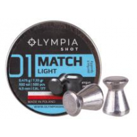 Olympia Shot Match Pellets, .177cal, Light, 7.33gr, Wadcutter - 500ct 0.177