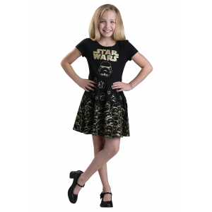 Star Wars Gold Glitter Stormtrooper Dress for Girls Size 4 5 6 5/6 6X 7 8 10 8/10 12 14 12/14 16