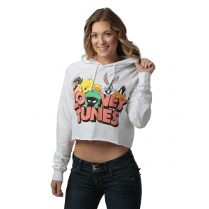 Looney Tunes Juniors Cropped Pullover Hooded Sweatshirt