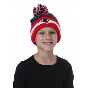Patriots Cuffed Knit Hat with Pompom for Kids