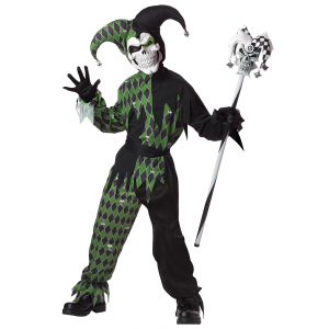 Green Scary Jester Costume for Boys