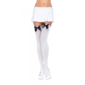 White Stockings with Black Bows for Women