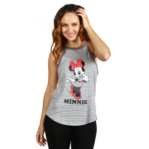 Disney Minnie Mouse Women's Gray Stripes Fashion Tank