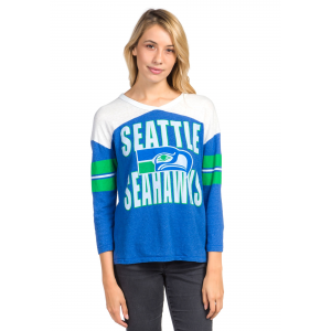 Women's Blue Seattle Seahawks Throwback Football Tee
