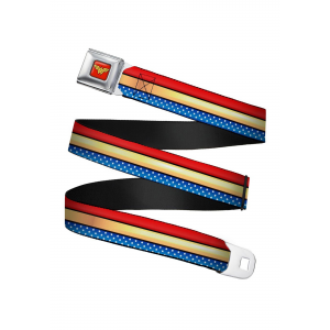 The Wonder Woman Stripe/Stars Logo Seatbelt Buckle Belt