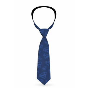 Superman Scattered Blue Logos Neck Tie