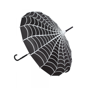 Sourpuss Spiderweb Pagoda Black Umbrella