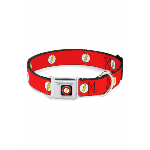 The Flash- Logo Red Seatbelt Buckle Dog Collar- 1" Wide