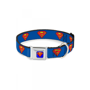 Superman Shield Logo - Seatbelt Buckle Dog Collar- 1" Wide