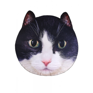 Photo Realistic Black/White Cat Face Blanket 60" Diameter
