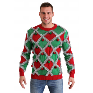 Tipsy Elves Diamond Tinsel Men's Ugly Christmas Sweater