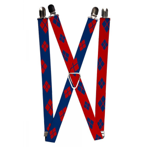 Blue/Red Harley Quinn 1" Suspenders