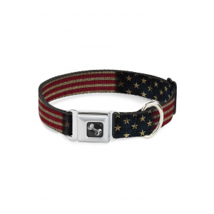 Vintage US Flag Seatbelt Buckle Dog Collar- 1" Wide