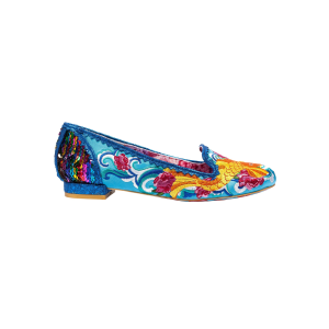 'Pescado Orp' Koi Fish Blue Satin Irregular Choice Flats