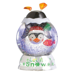 "Let it Snow" Lighted LED Shimmer Penguin Dome