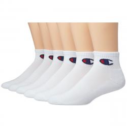 Champion Men's Logo Ankle Socks, 6-Pack - White, L