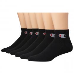 Champion Men's Logo Ankle Socks, 6-Pack - Black, L