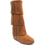 Minnetonka Women's Calf Hi 3-layer Fringe Boot Brown
