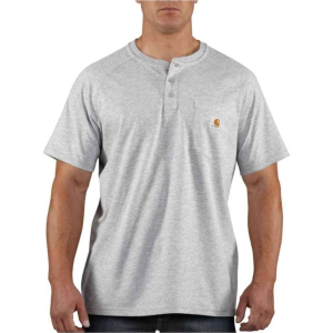 Image of Carhartt Force Cotton Short-Sleeve Henley Shirt Navy
