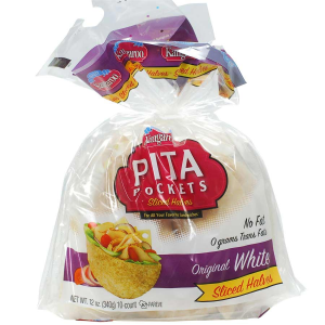 Pita Pockets Sliced Halves - Original, White - Twelve packs, Ten 1.2 oz pitas per pack
