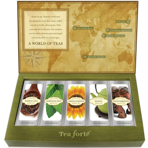 Tea Forte World Of Teas Sampler Loose Leaf Tea Single Steeps - 15 Single Steep Pouches