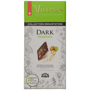 Villars Swiss Dark Chocolate with Hazelnuts - 3.5 oz bar